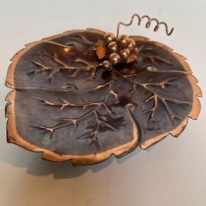 Vintage Copper Grape Leaf Metalware Tray